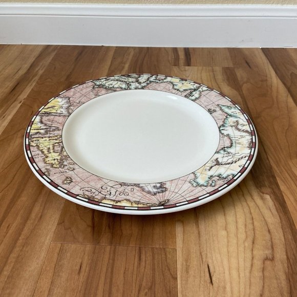 Syracuse Serving Plate Roman World Map Pattern Diameter: 12'' Made In USA Rare - Picture 6 of 9